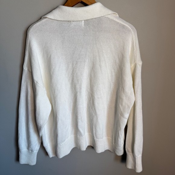 Old Navy Womens Collared V-Neck Casual Long Sleeve Sweater White Size XL Office - Picture 5 of 11